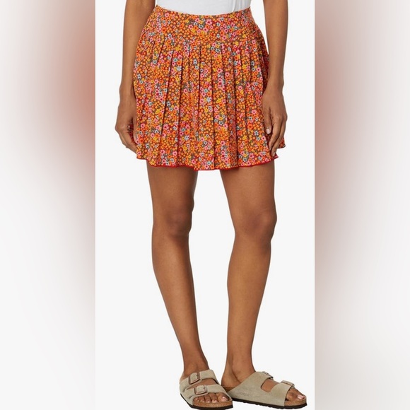Toad & Co Women’s A-line pleated Athletic Mini Skort Skirt Floral Print size L - Picture 2 of 7